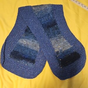 Homemade 40 inches long Blue Gradient Knit Scarf or  lap cover